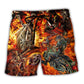 Motorcycle Skull Fire Burning – Beach Short
