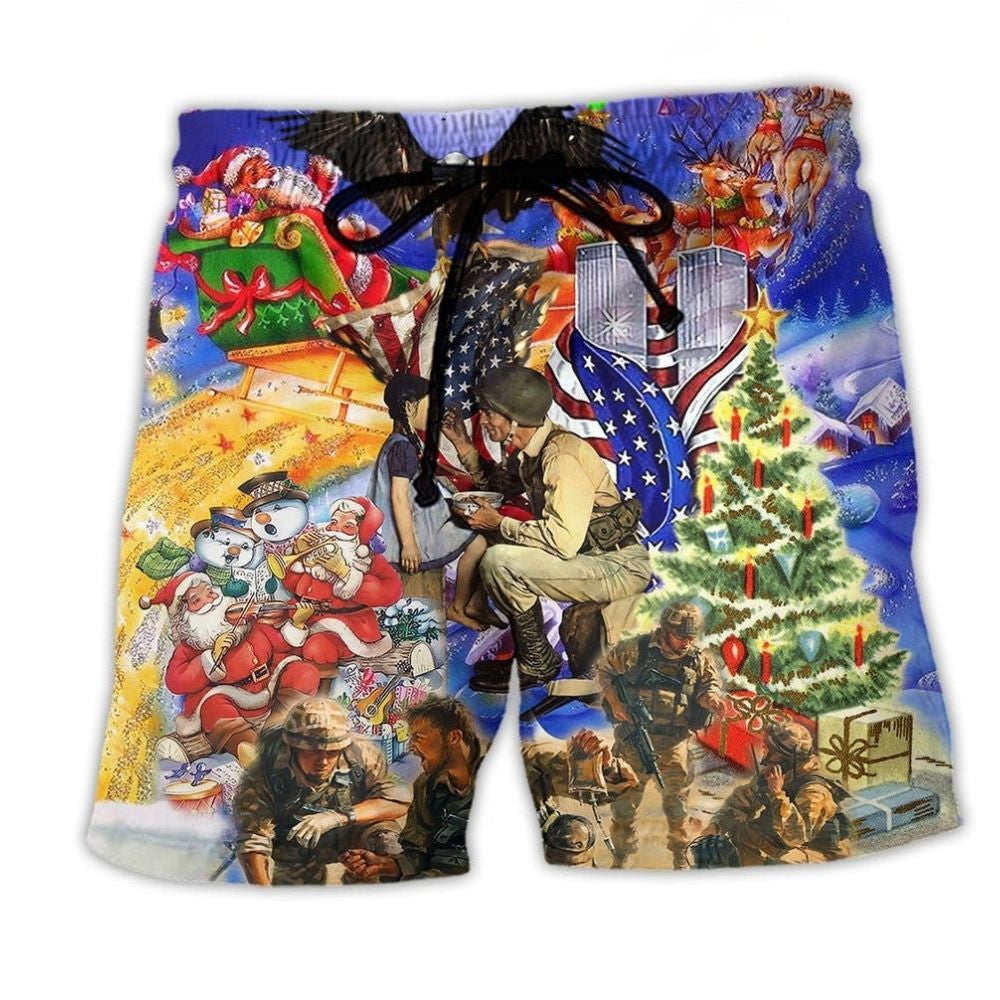 Veteran Merry Christmas America - Beach Short