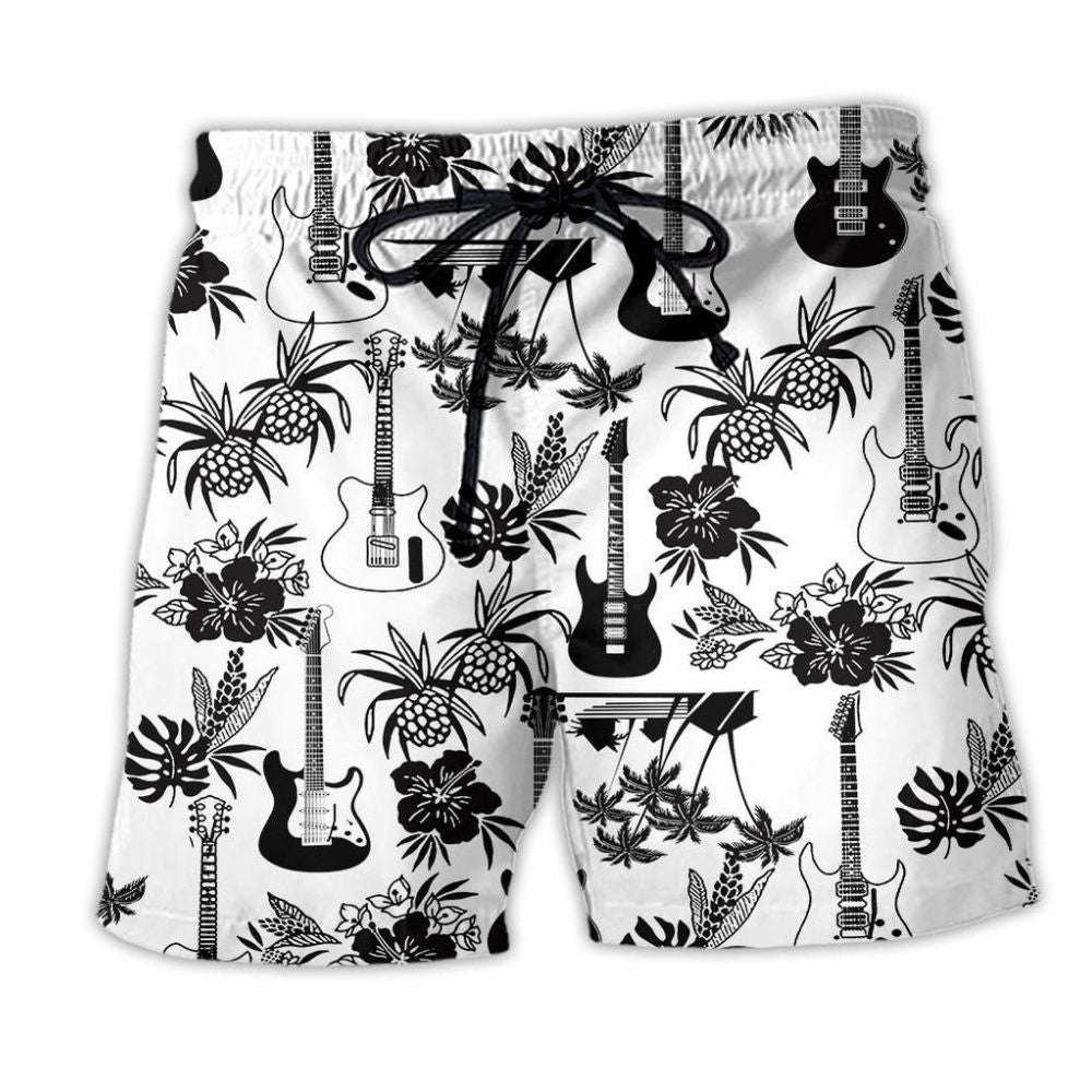 Electric Guitar Black And White – Beach Short