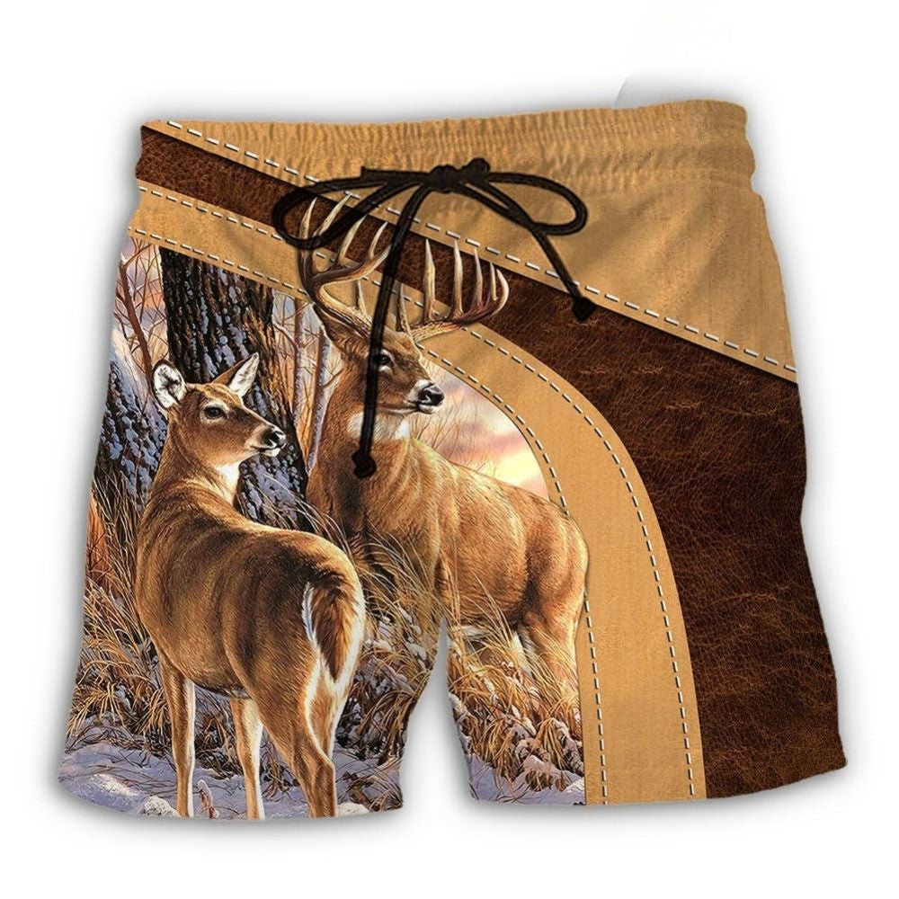 Old Buck And Sweet Doe Forest – Beach Short