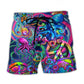 Hippie Funny Octopus Colorful Tie Dye Style - Beach Short