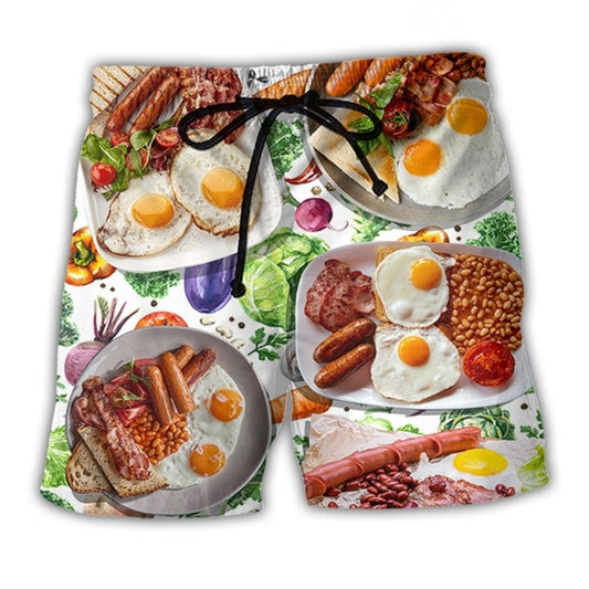 Breakfast Sausage Food Illustration Art – Beach Short