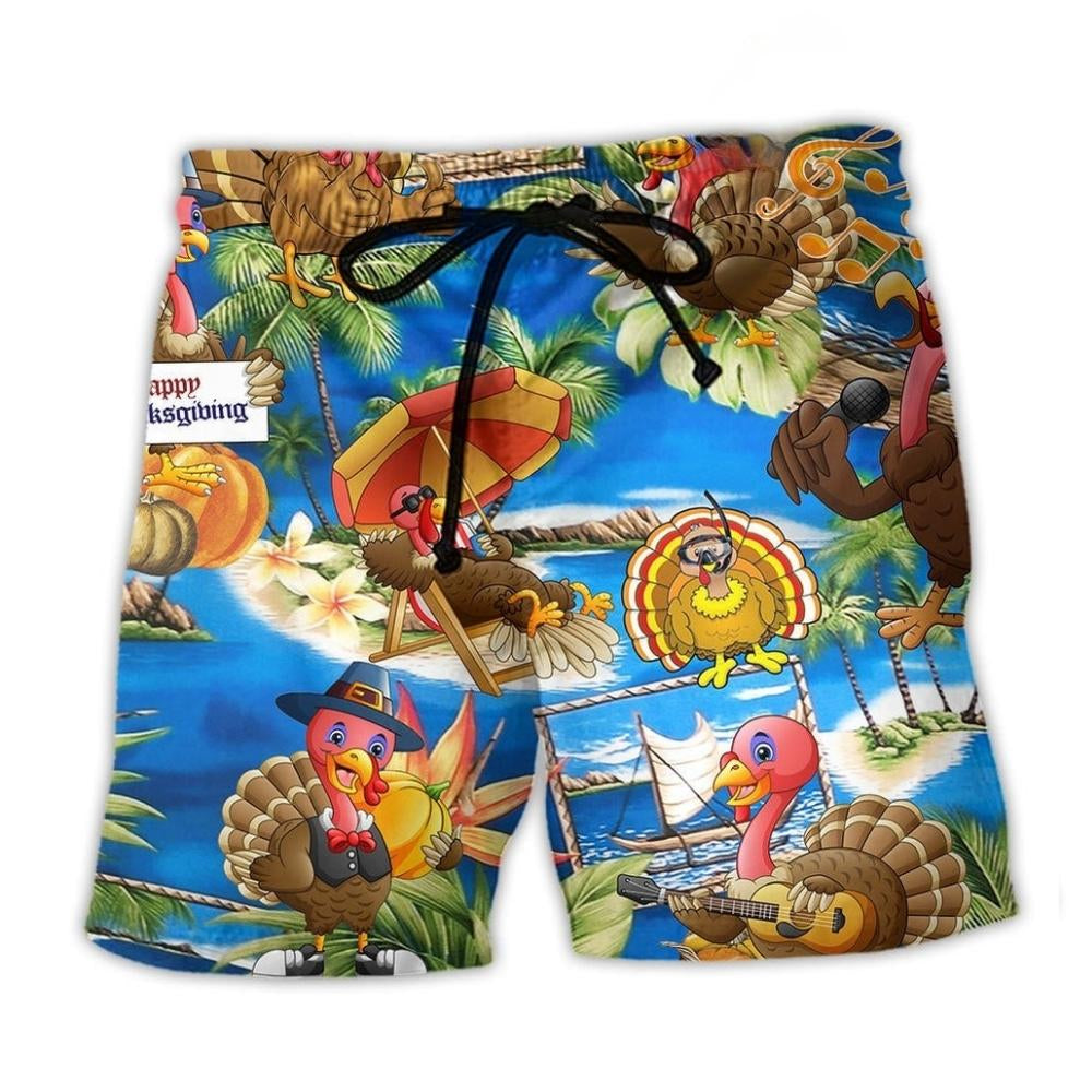 Turkey Happy Thanksgiving Day - Beach Short