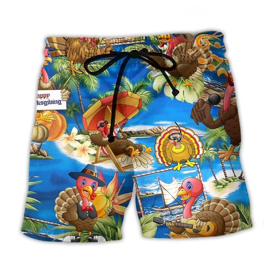 Turkey Happy Thanksgiving Day - Beach Short