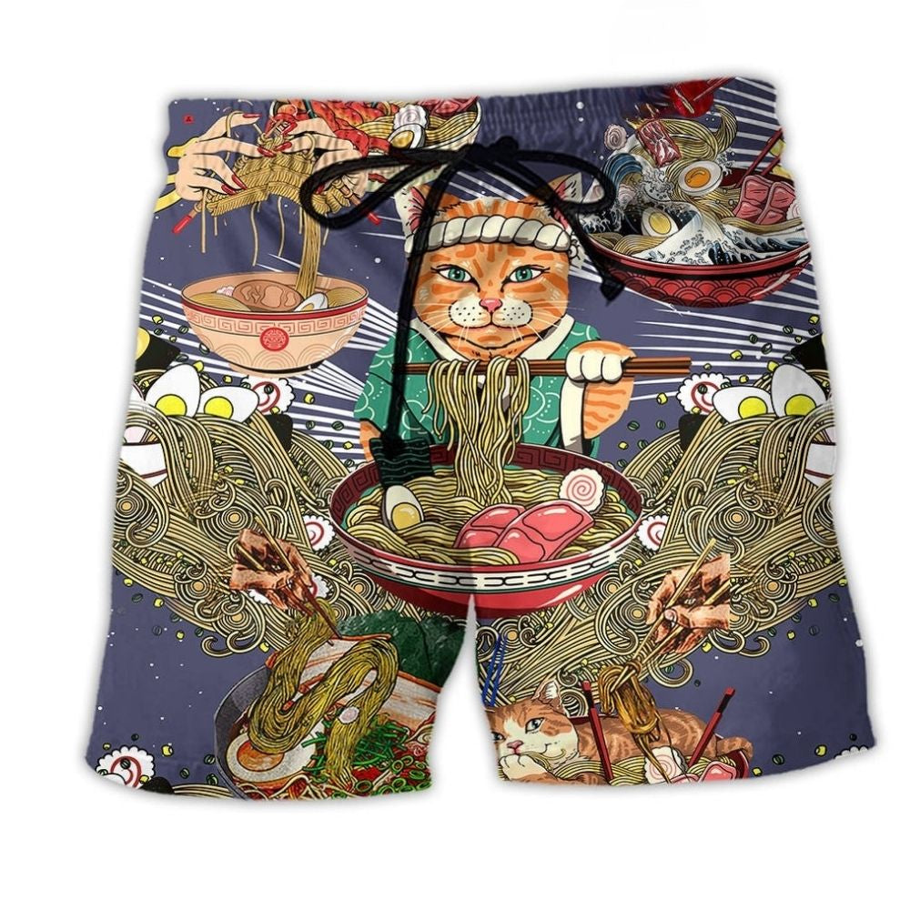 Cat Eating Cute Style – Beach Short