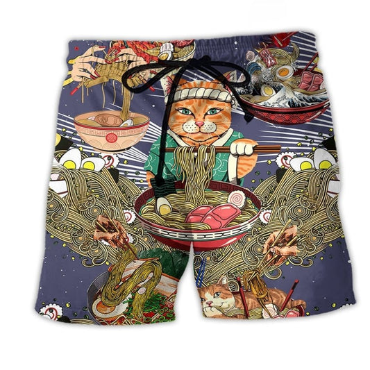 Cat Eating Cute Style – Beach Short