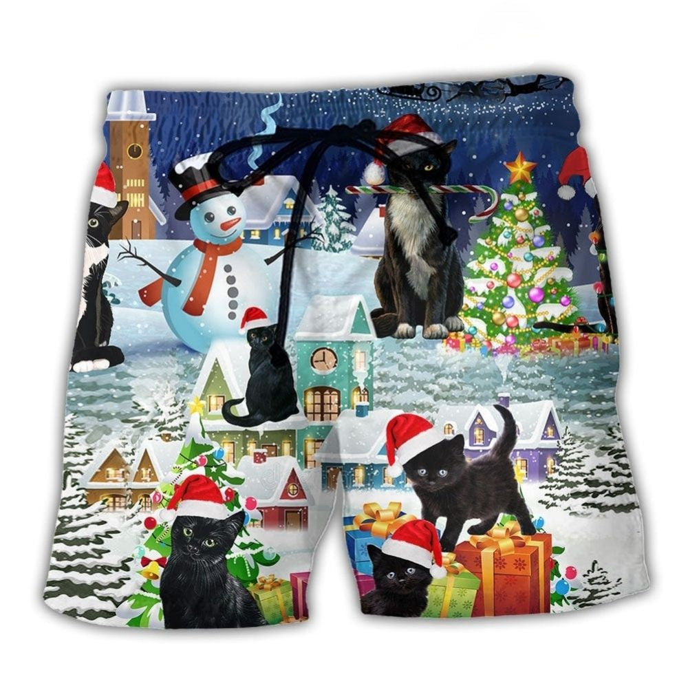 Merry Catmas Holiday Art – Beach Short