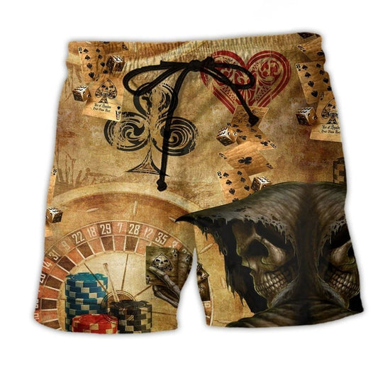 Skull Dead Hand Poker Theme Art – Beach Short