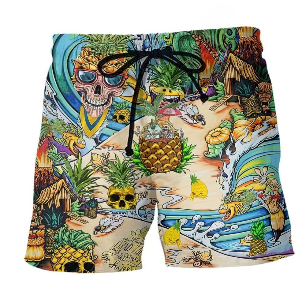 Skull Pineapple Tropical Art - Beach Short