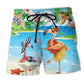 Flamingo Love Beach Summer Art - Beach Short