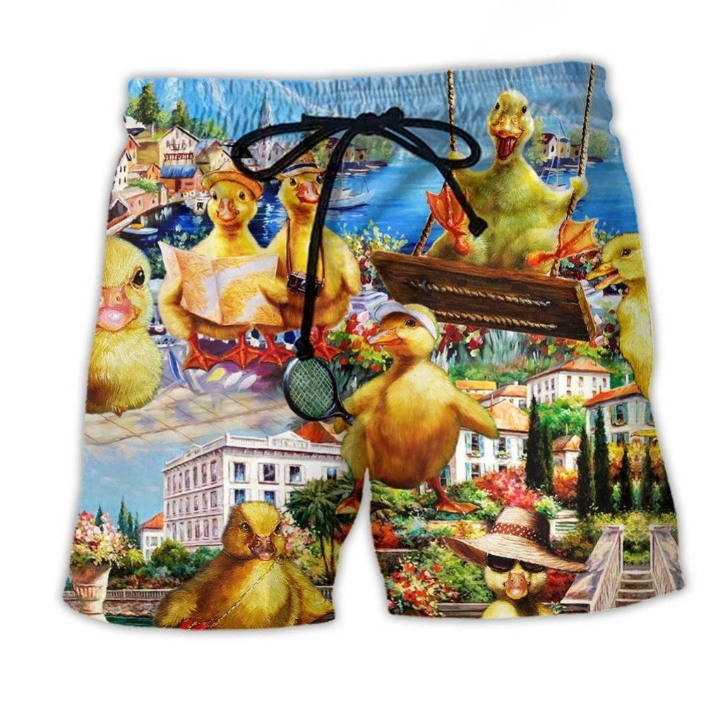 Duck Adventure Funny Wildlife Art – Beach Short