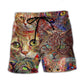 Funny Colorful Cat Art Lover – Beach Short