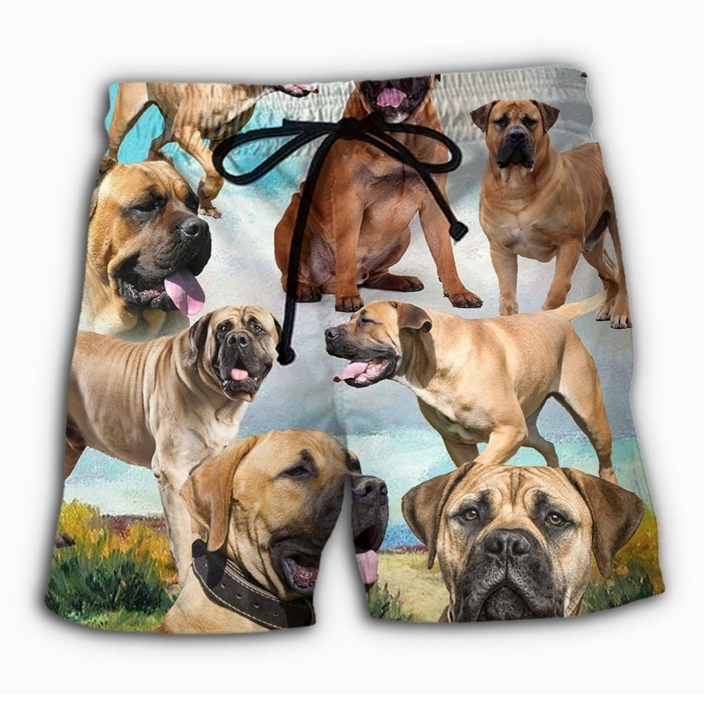 Bullmastiff Lovely Dog Portrait Art – Beach Short