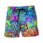 Hippie Funny Octopus Colorful Tie Dye - Beach Short