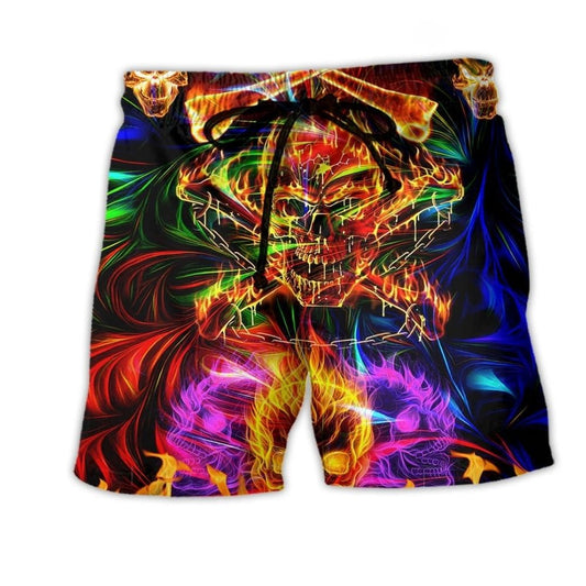 Skull Fire Angry Art – Beach Short