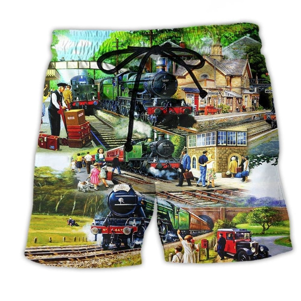 Train Track Beautiful Landscape – Beach Short