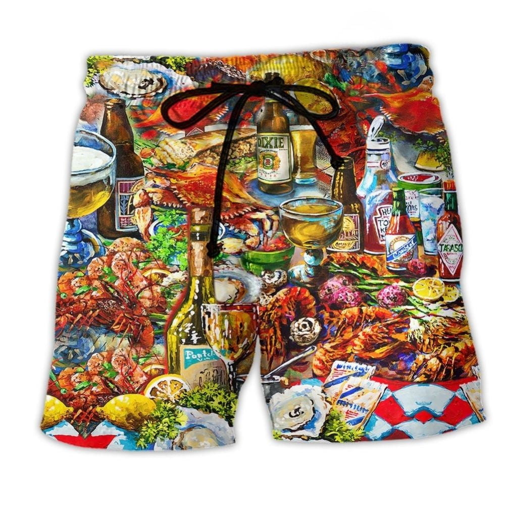Seafood Diet Funny Food Art – Beach Short