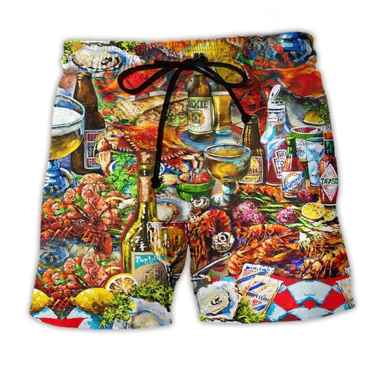 Seafood Diet Funny Food Art – Beach Short