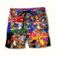 Mushroom Happy Together Hippie Colorful - Beach Short