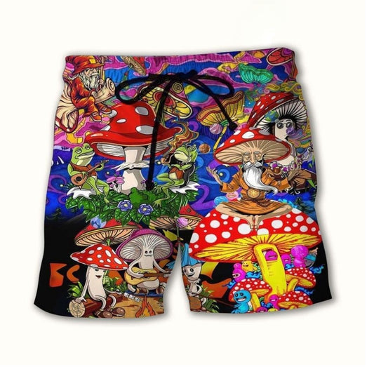 Mushroom Happy Together Hippie Colorful - Beach Short