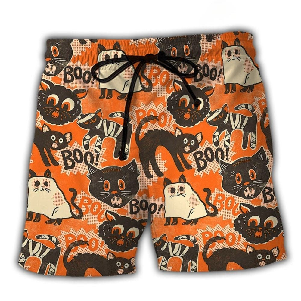 Halloween Scaredy Cat Spooktacular Orange – Beach Short