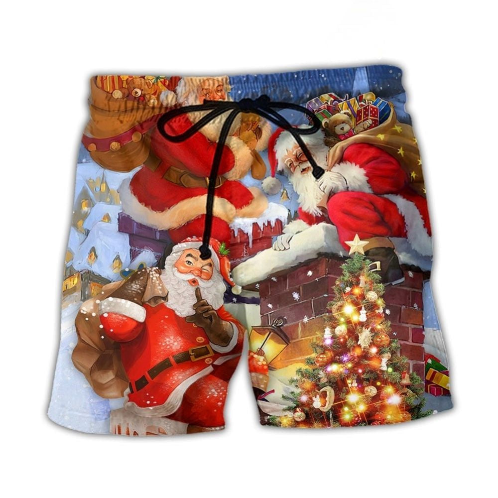 Christmas Santa Rooftop Art – Beach Short