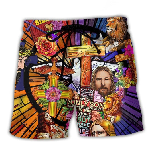 Lion And Flowers Faith Art – Beach Short
