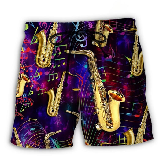 Neon Saxophone Music Art – Beach Short