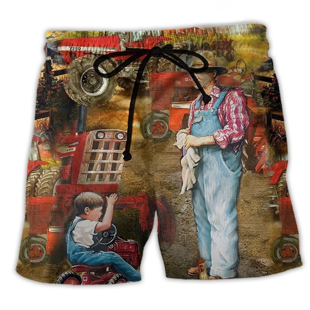 Proud Farmer Fatherhood Farm Life - Beach Short