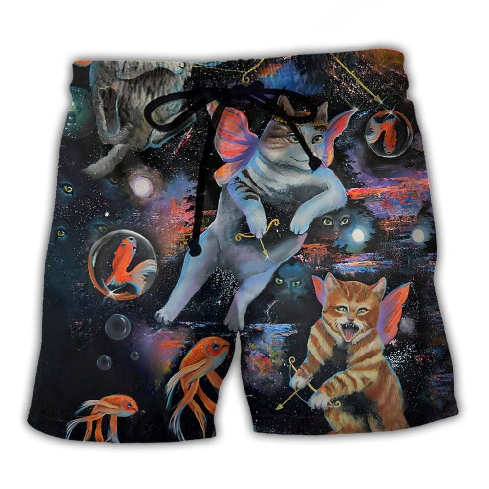 Cat Cupid With Goldfish Fantasy – Beach Short