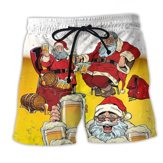 Christmas Santa Wants More Beer Funny Holiday – Beach Short