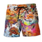 Colorful Fox Artistic Painting Style – Beach Short