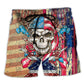 Patriotic Skull Floral America – Beach Short