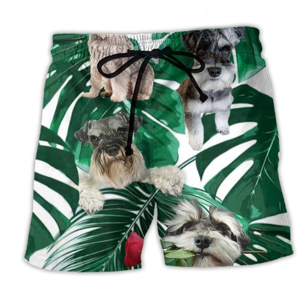 Miniature Schnauzer Tropical Leaf Art – Beach Short