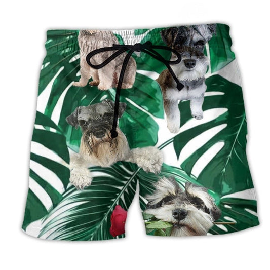 Miniature Schnauzer Tropical Leaf Art – Beach Short
