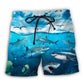 Dark Ocean Shark Art – Beach Short