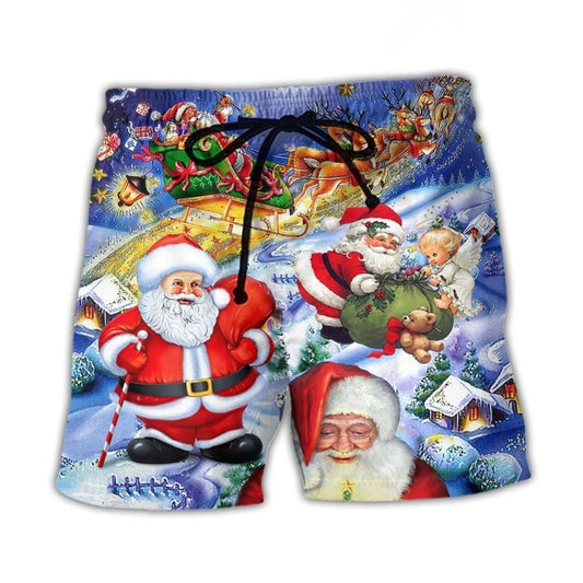 Cute Funny Santa Holiday Art – Beach Short