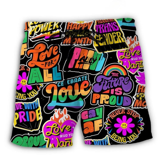LGBT Love Is Love Rainbow Pride Art – Beach Short