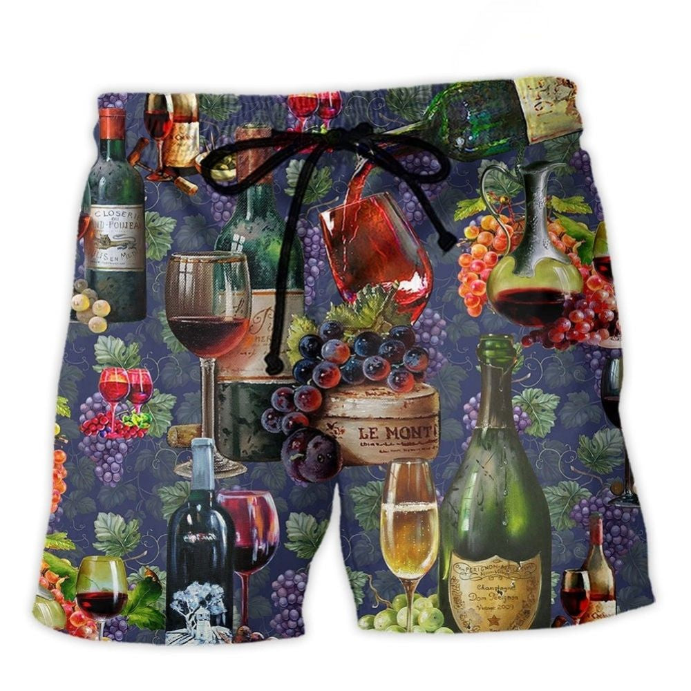 Wine Life Is Better With A Glass Of Wine Amazing Wine Grape - Beach Short