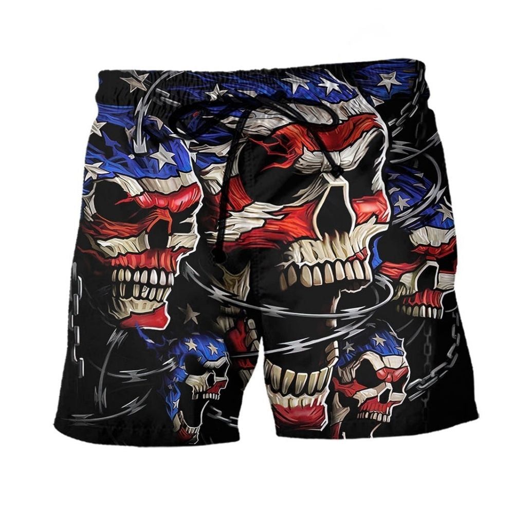 America Skull Love Forever - Beach Short
