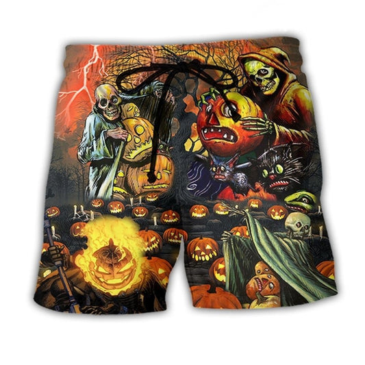 Halloween Dark Skull Pumpkin Scary - Beach Short