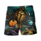 Dark Scary Skull With Pumpkin Halloween – Beach Short