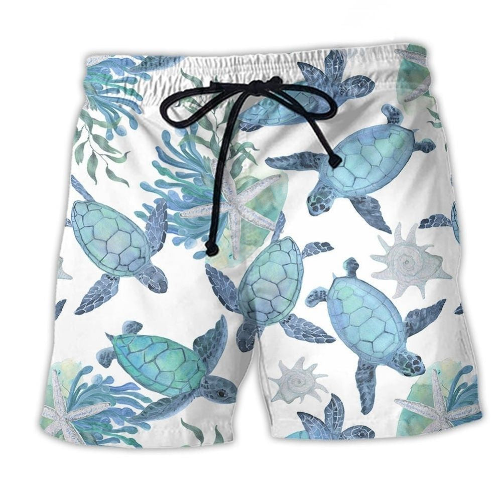 Blue Turtle Simple Ocean Art – Beach Short