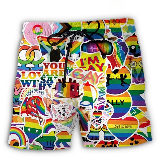 LGBT Rainbow Pride Bold Identity Art – Beach Short