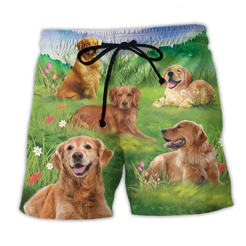 Golden Retriever Playful Dogs - Beach Short