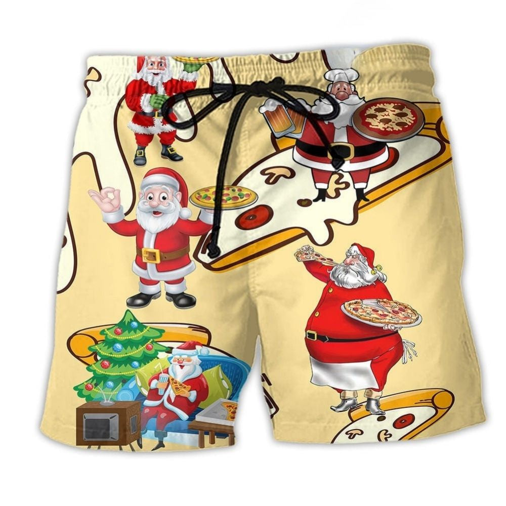 Christmas Santa Pizza Fun Art – Beach Short