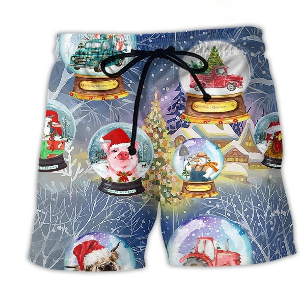 Funny Farm Global Christmas Art – Beach Short