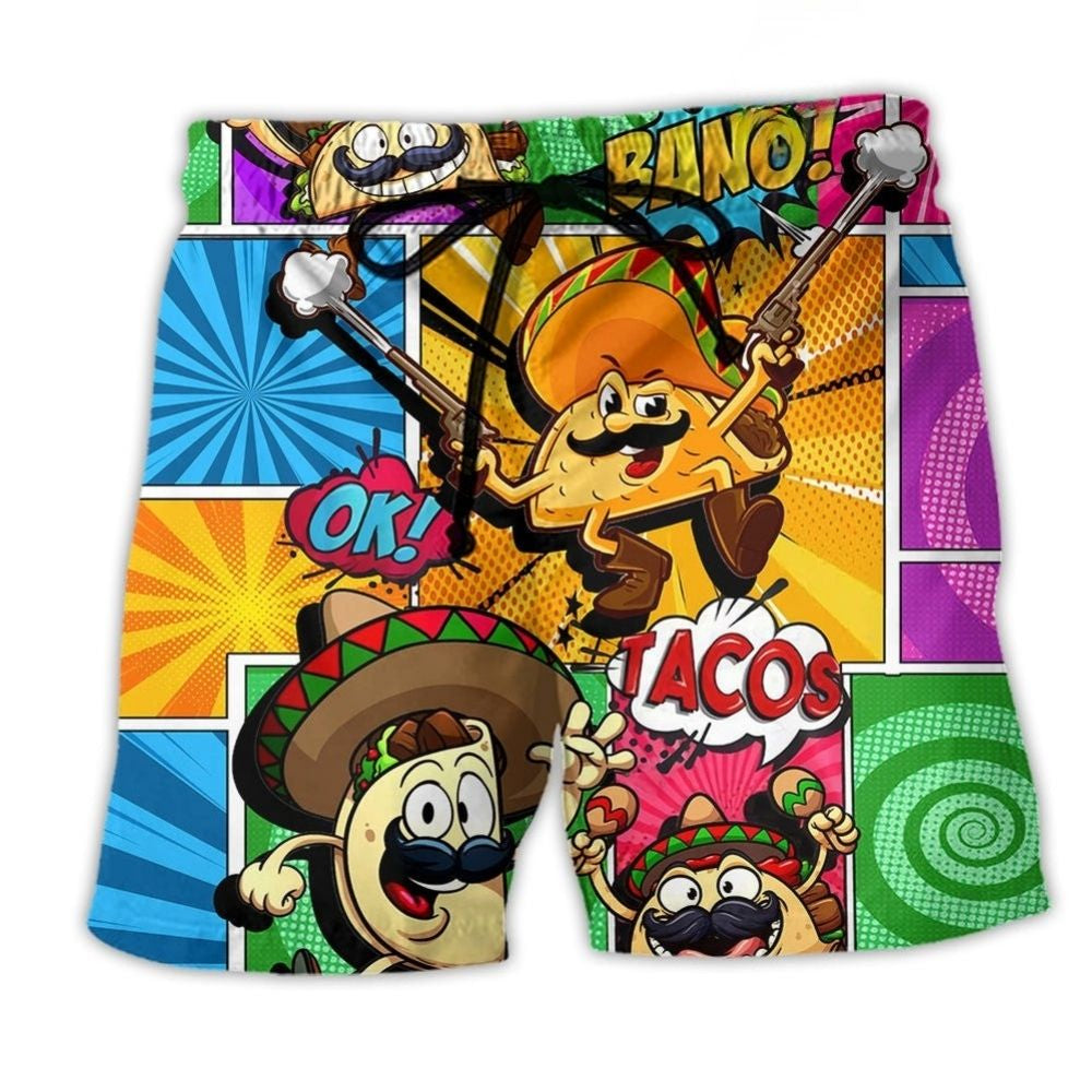 Taco Love Quote Food Fun Art – Beach Short