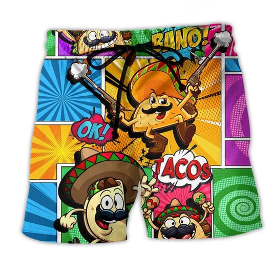 Taco Love Quote Food Fun Art – Beach Short