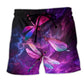 Purple Dragonfly Sky Love Art - Beach Short